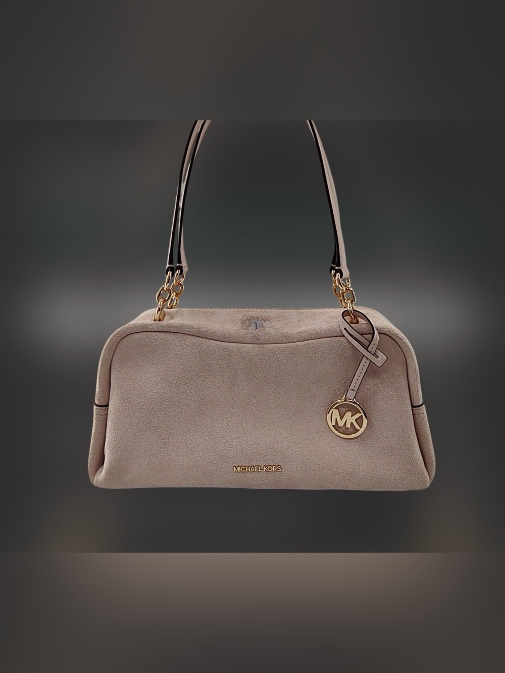 Michael Kors Taupe Suede Shoulder Bag with Gold Hardware